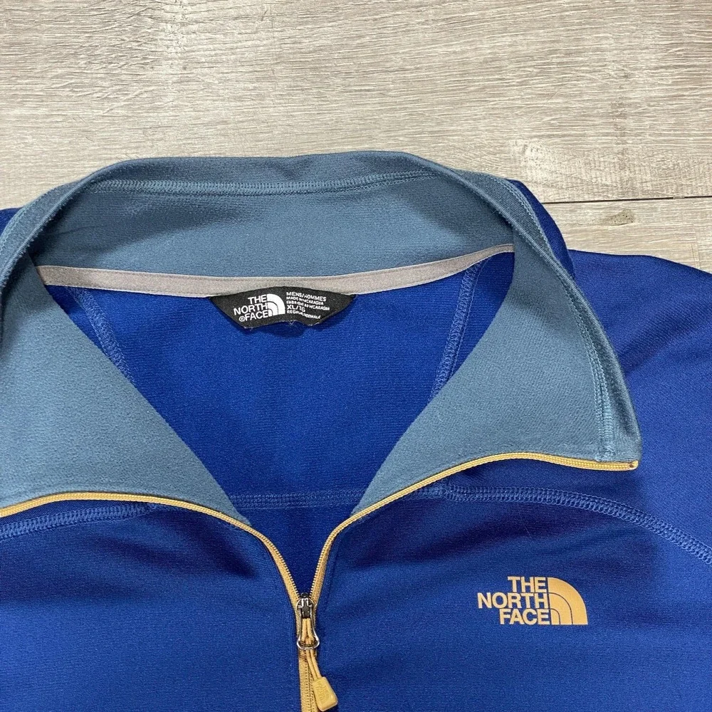 The North Face Pullover Mens XL Blue Gray Quarter Zip Fleece Outdoor‎ Hiking